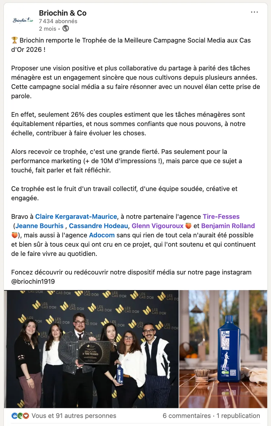 Retombée presse / réseaux — Briochin