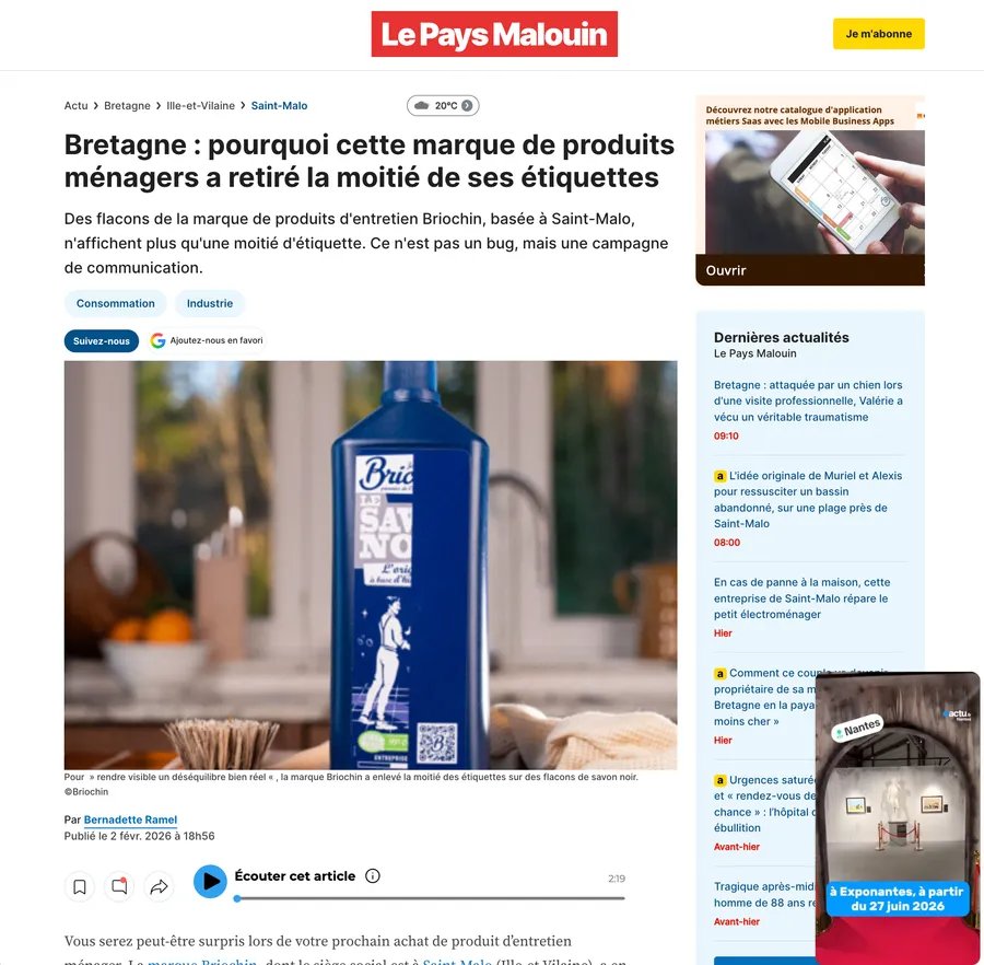 Retombée presse / réseaux — Briochin